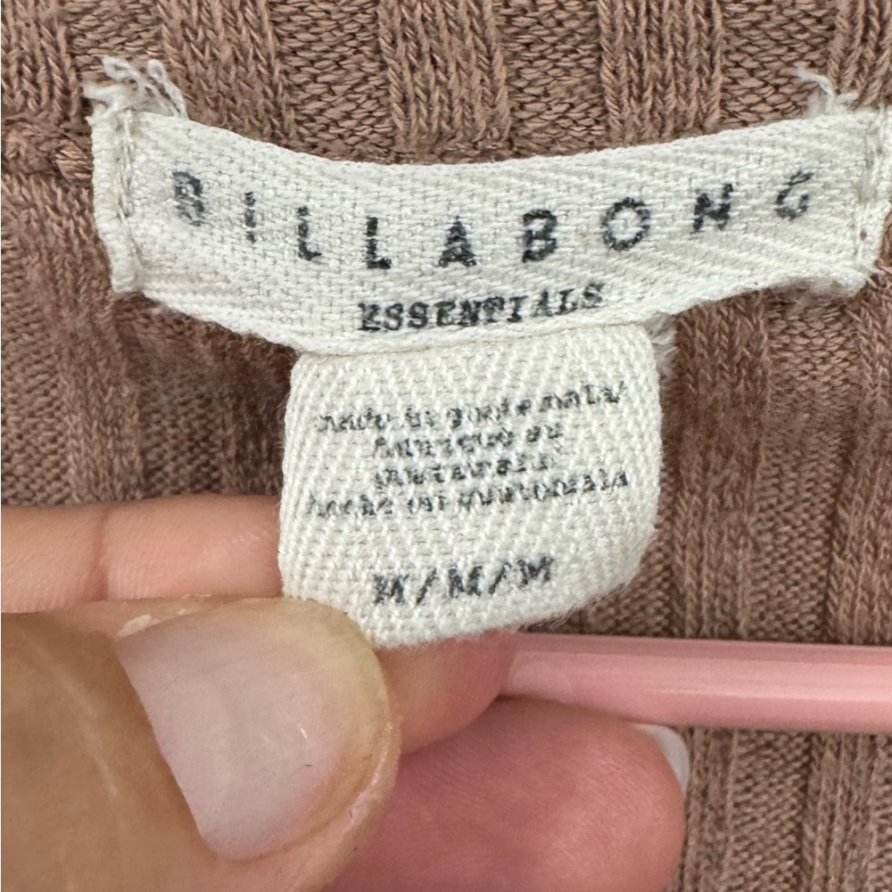 Billabong Essentials Ribbed Knit Top in Tan - Picture 2 of 3